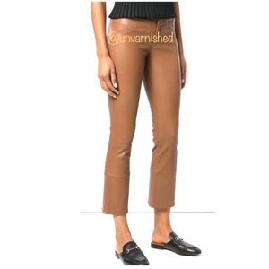 Tony Cohen Butterscotch Genuine Leather Cropped Flared Pants